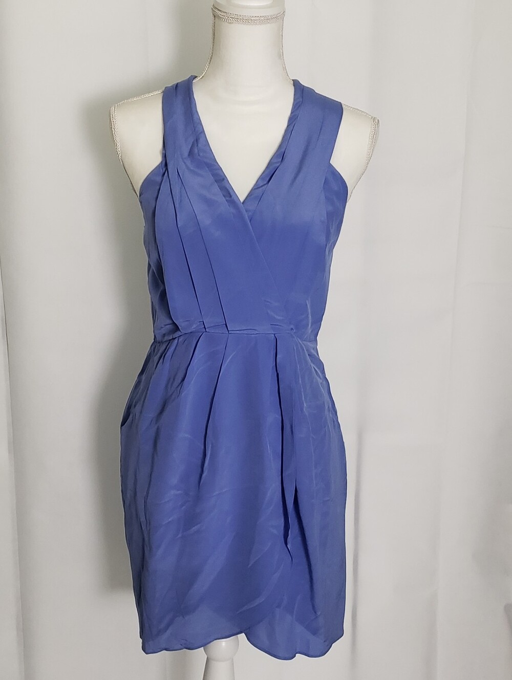 Greylin Sleeveless V-Neck Pleated Mini Dress in Periwinkle Blue